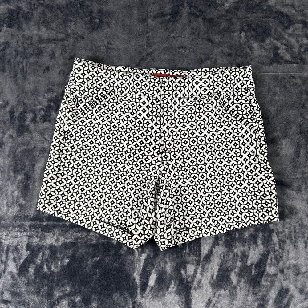 One Lane Shorts Womens 14 Black White Geometric Circle Pattern Casual Pockets